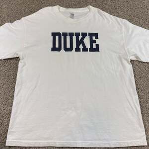 Duke University T Shirt Mens 2XL White NCAA College Basketball Spellout Tee EUC